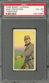 1909-11 T206 White Border Sam Crawford, Throwing – PSA VG-EX 4